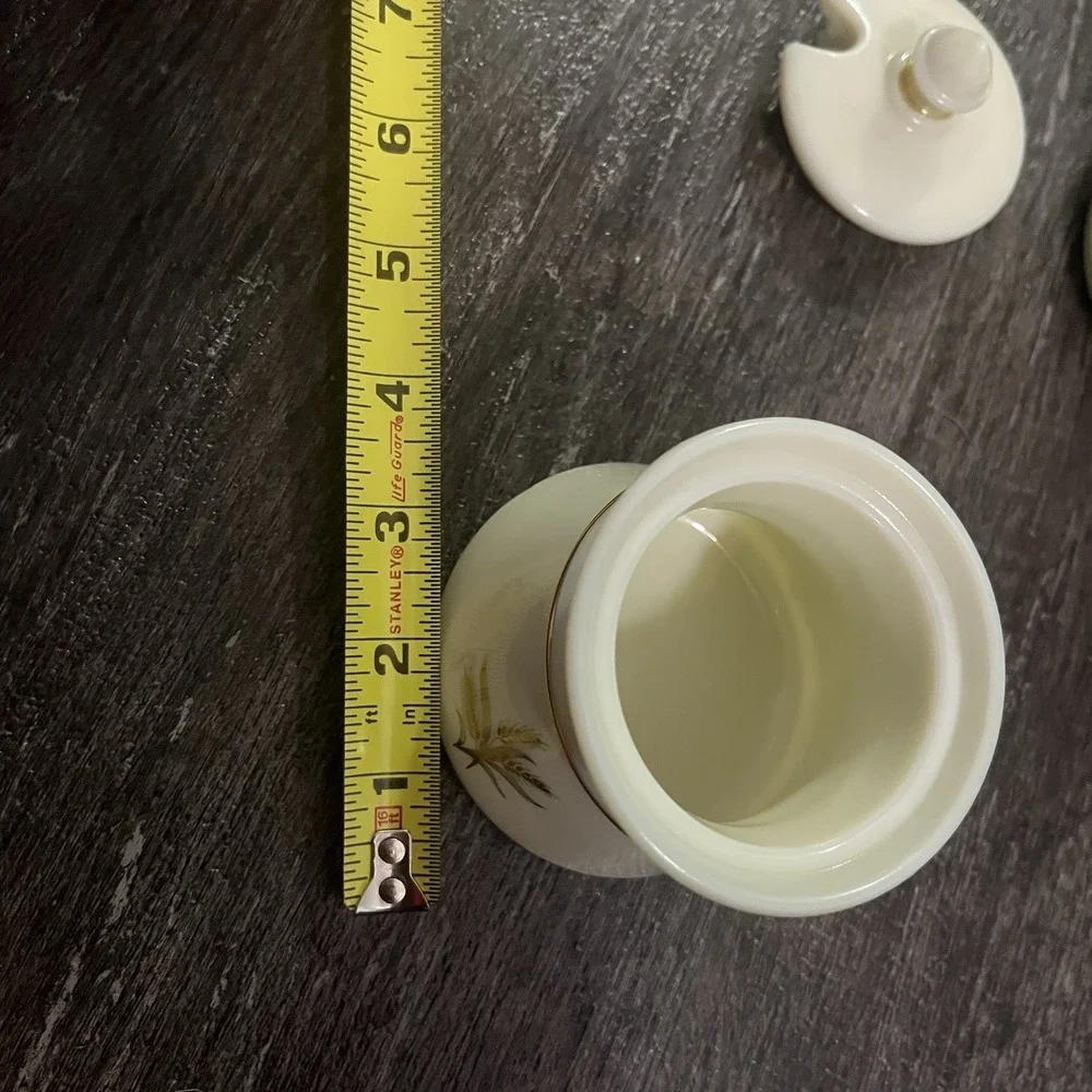LOT OF 3 Vintage Wheaton Ware Custard Glass Condiment Jar/Jam/Jelly Golden Wheat